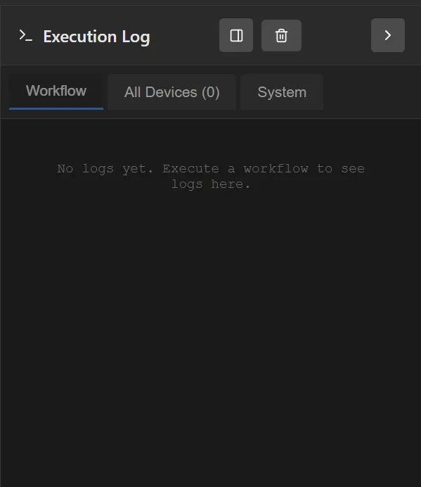 Execution log panel